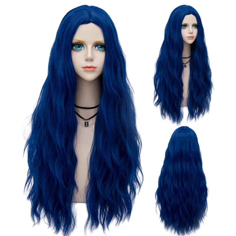 Probeauty Blue Wig Long Royal Blue Bride Wigs for Women Synthetic Wigs Long Curly Wave Cosplay Wig for Halloween Corpse Costume - Image 3